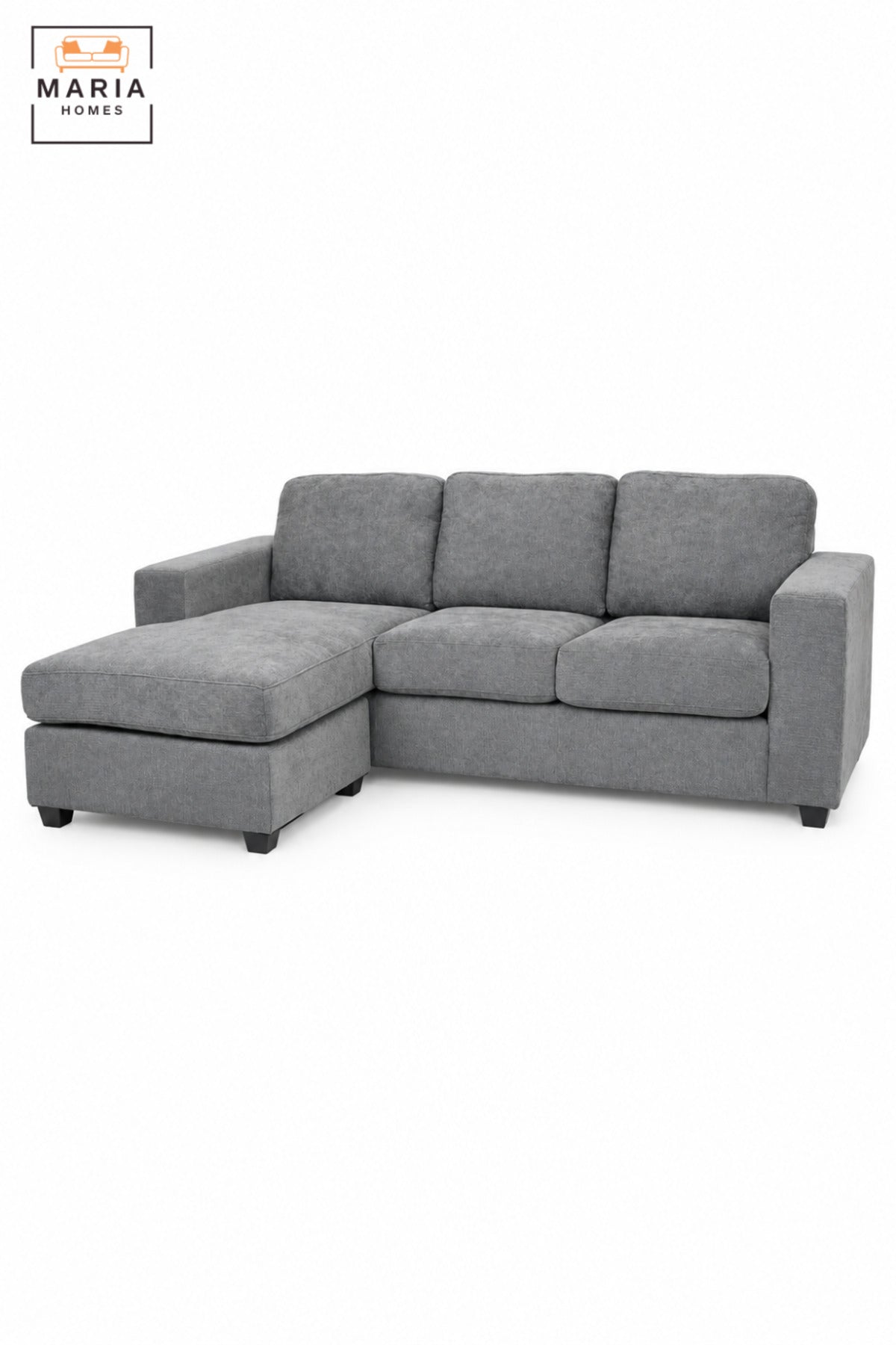 L-Shaped GREY Sectional Sofa with Left Chaise | 3-Seater Upholstered Couch with Deep Cushions, Wide Armrests & Comfortable Modern Living Room Design