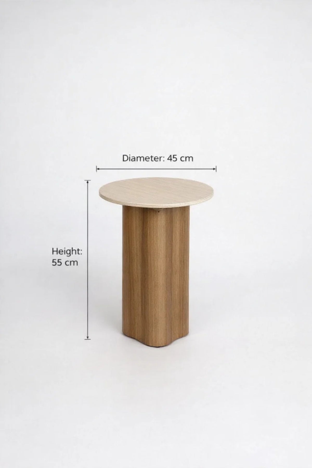 Brown Round Side Table √ê 55x45 cm Modern Wooden Accent Table