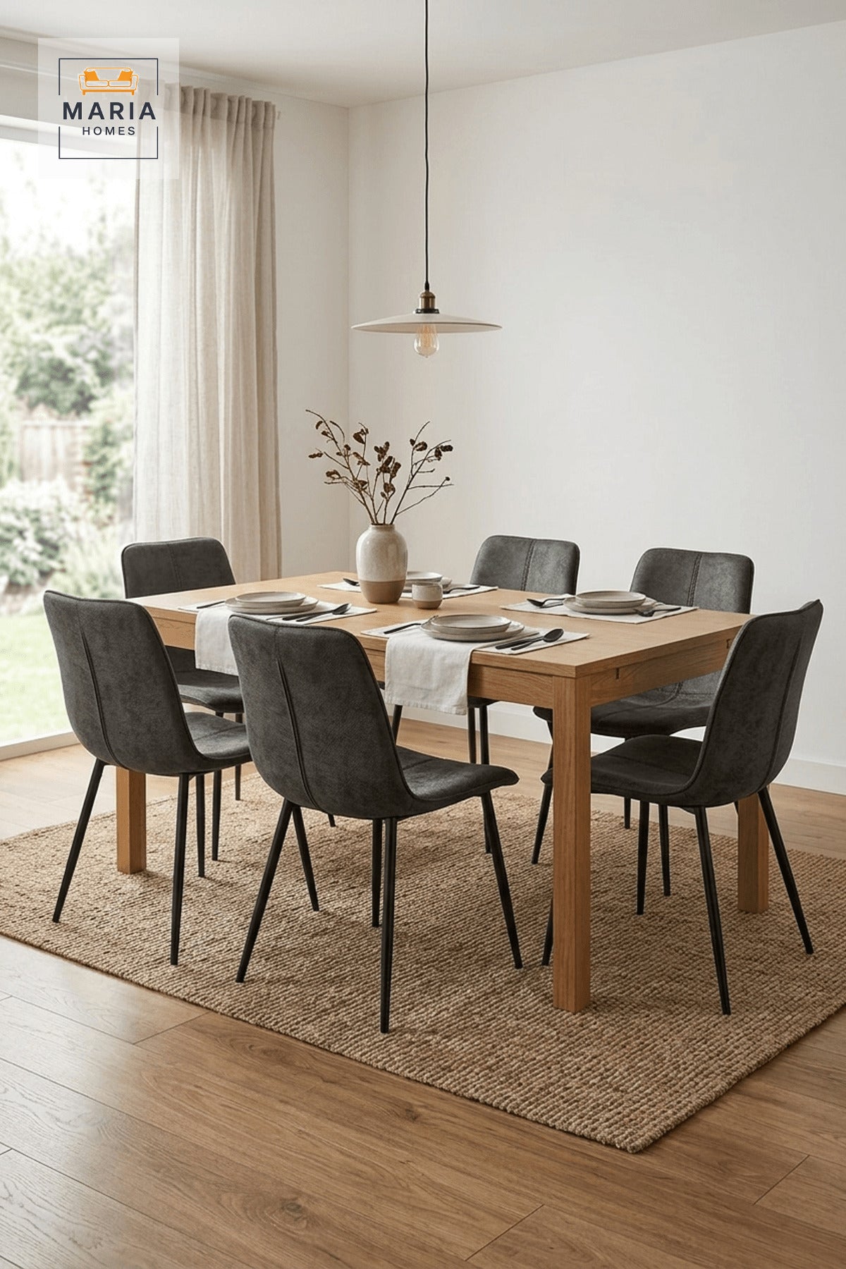 Dark Upholstered Dining Chair with Black Metal Legs for Home Dining Spaces