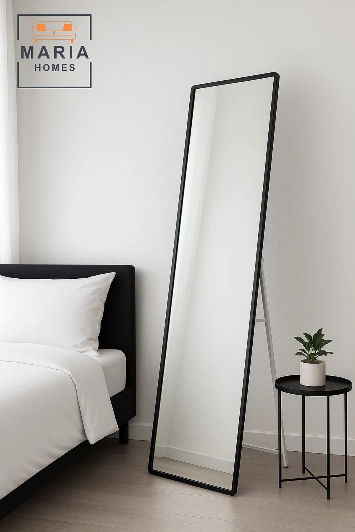 Slim Full-Length Standing Mirror 160x40 cm Ð Black Frame Dressing Mirror for Bedroom & Hallway