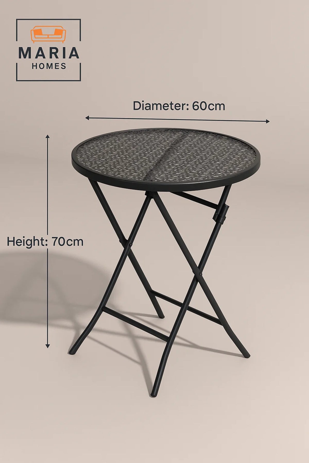 Foldable Round Metal Bistro Table Ð Black Perforated Design