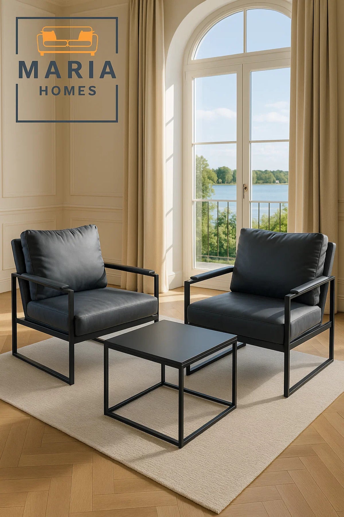 Modern Gray Faux Leather Armchair Ð Sleek Metal Frame Lounge Chair for Living Room or Office