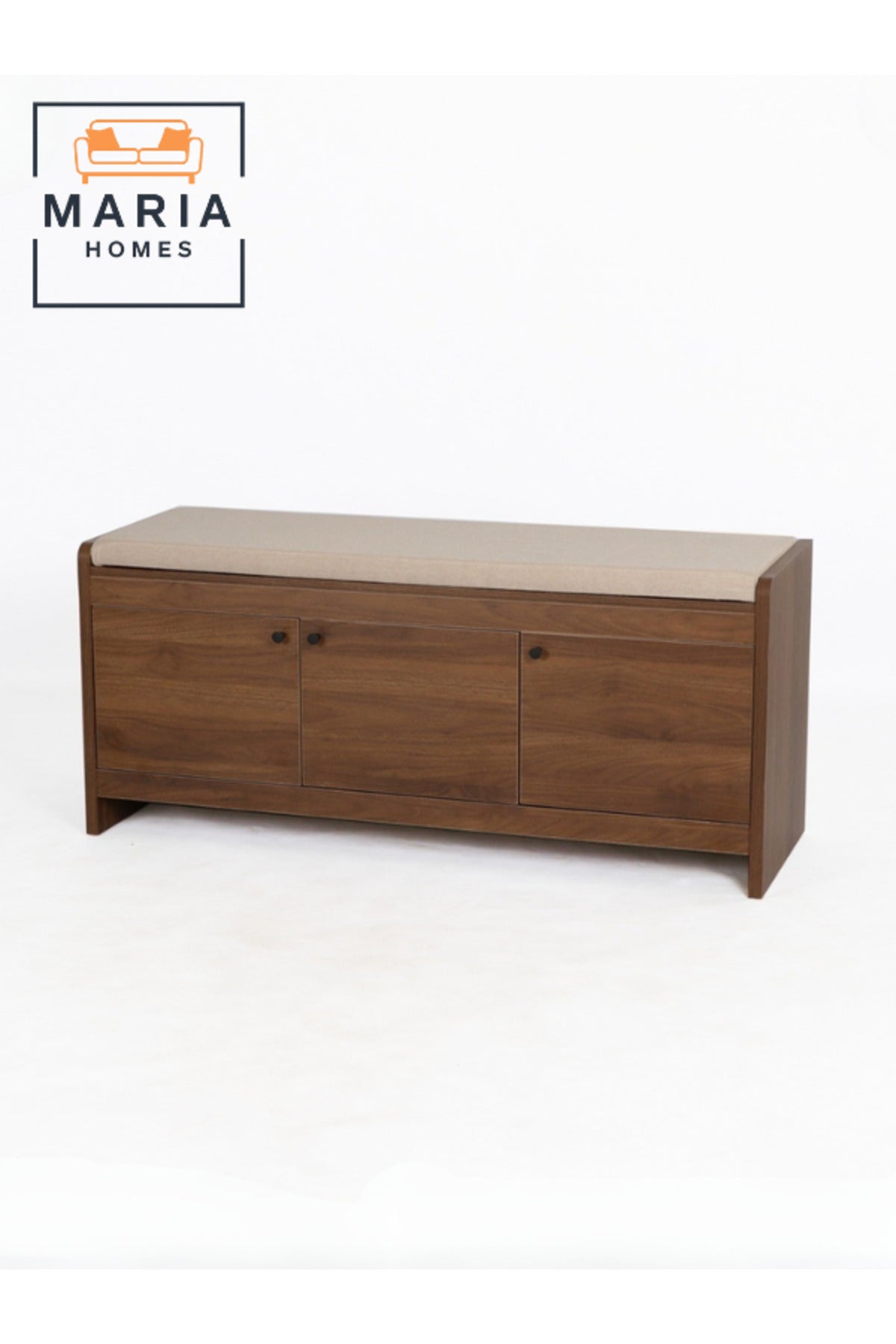 Brown Wooden Storage Bench with Cushion Seat Ð Entryway Shoe Cabinet (120_40_52 cm)