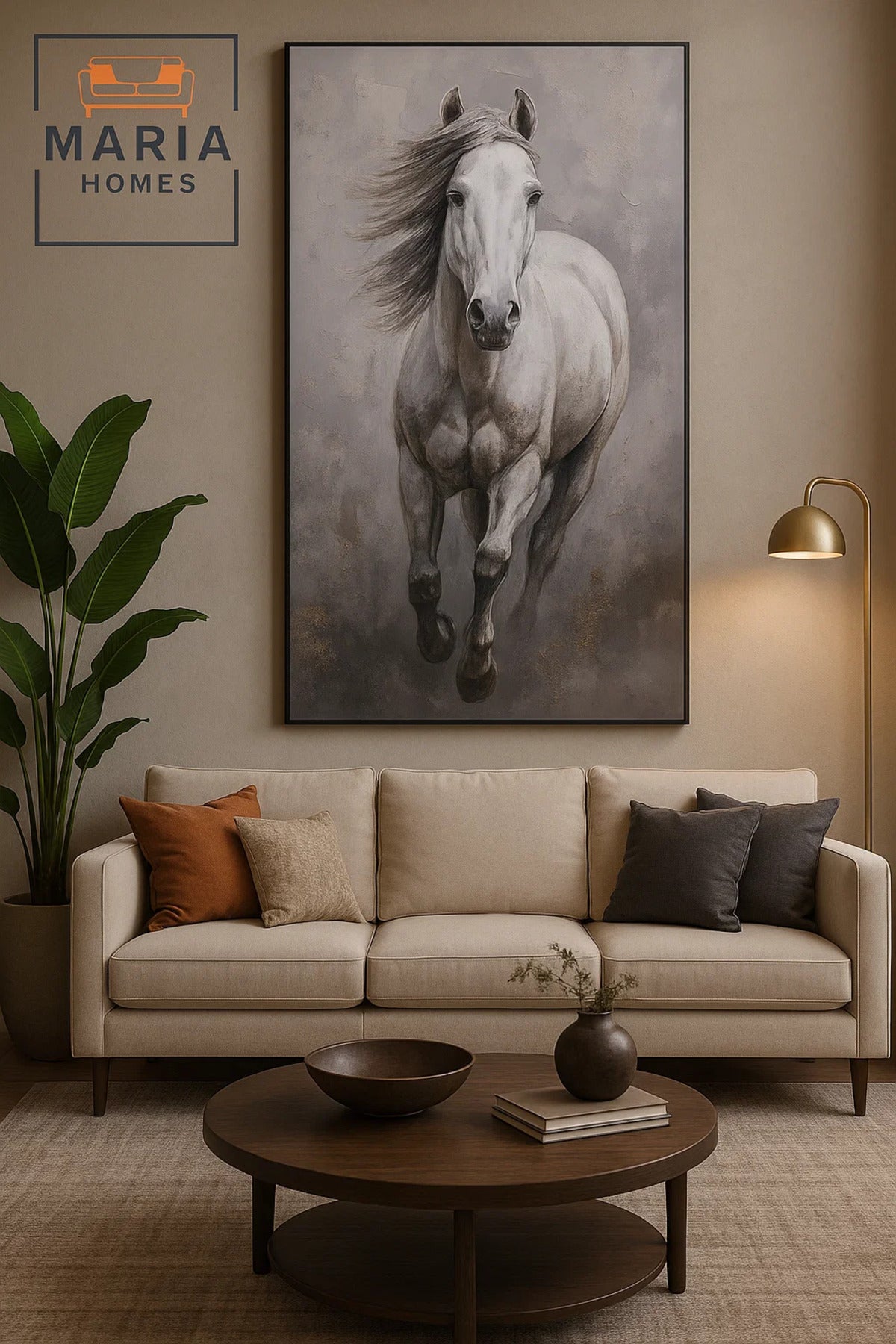 Running Horse Wall Art Ð Modern Textured Animal Painting for Living Room & Office Decor - 100*180CM