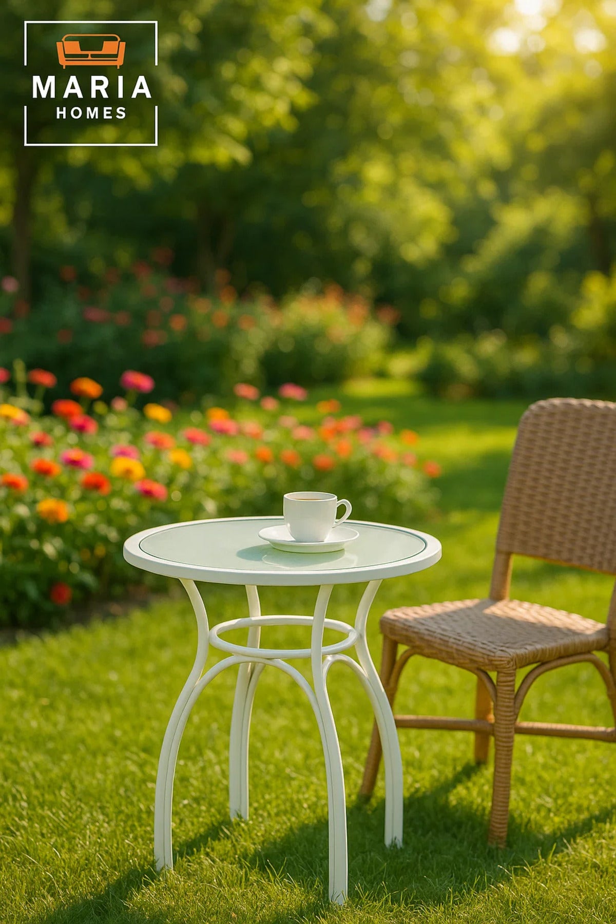Modern White Round Cafe Table 60x60x60 cm Metal Outdoor Indoor Coffee Table