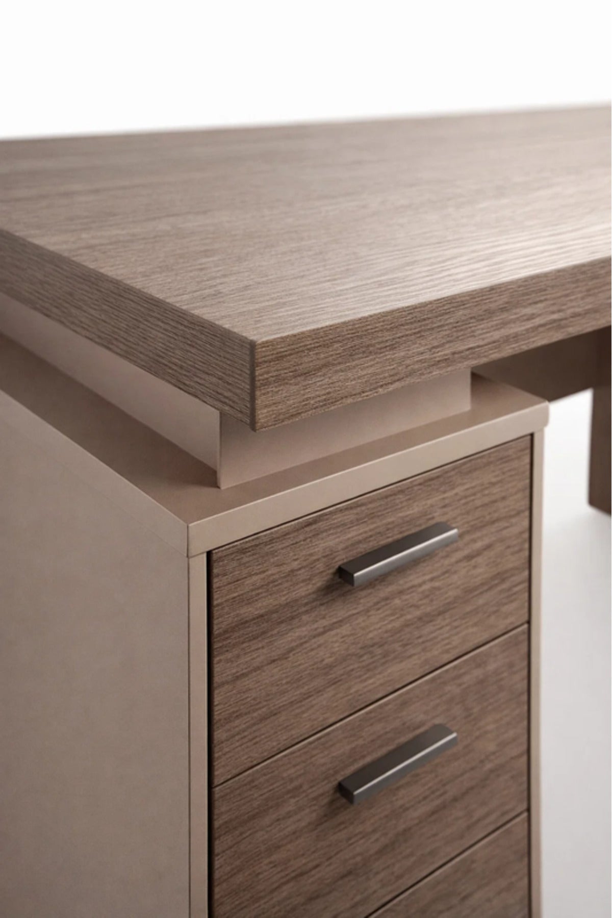 Modern Dark Wood Office Desk with 3 Drawer Storage