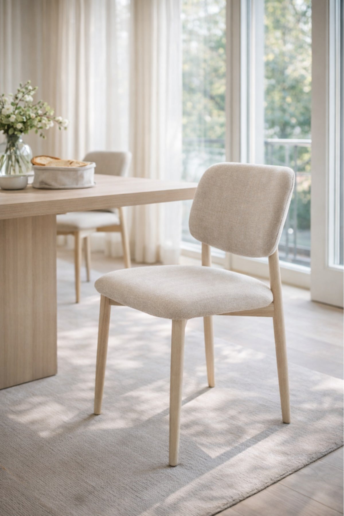 Elegant Beige Dining Chair with Wooden Legs elegant beige dining Kitchen