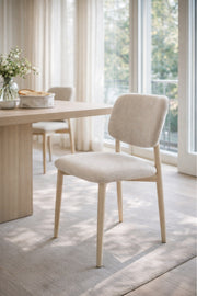 Elegant Beige Dining Chair with Wooden Legs elegant beige dining Kitchen