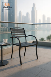 Black Outdoor Dining Armchair Metal Frame Garden Patio Balcony Durable Modern Furniture Chair