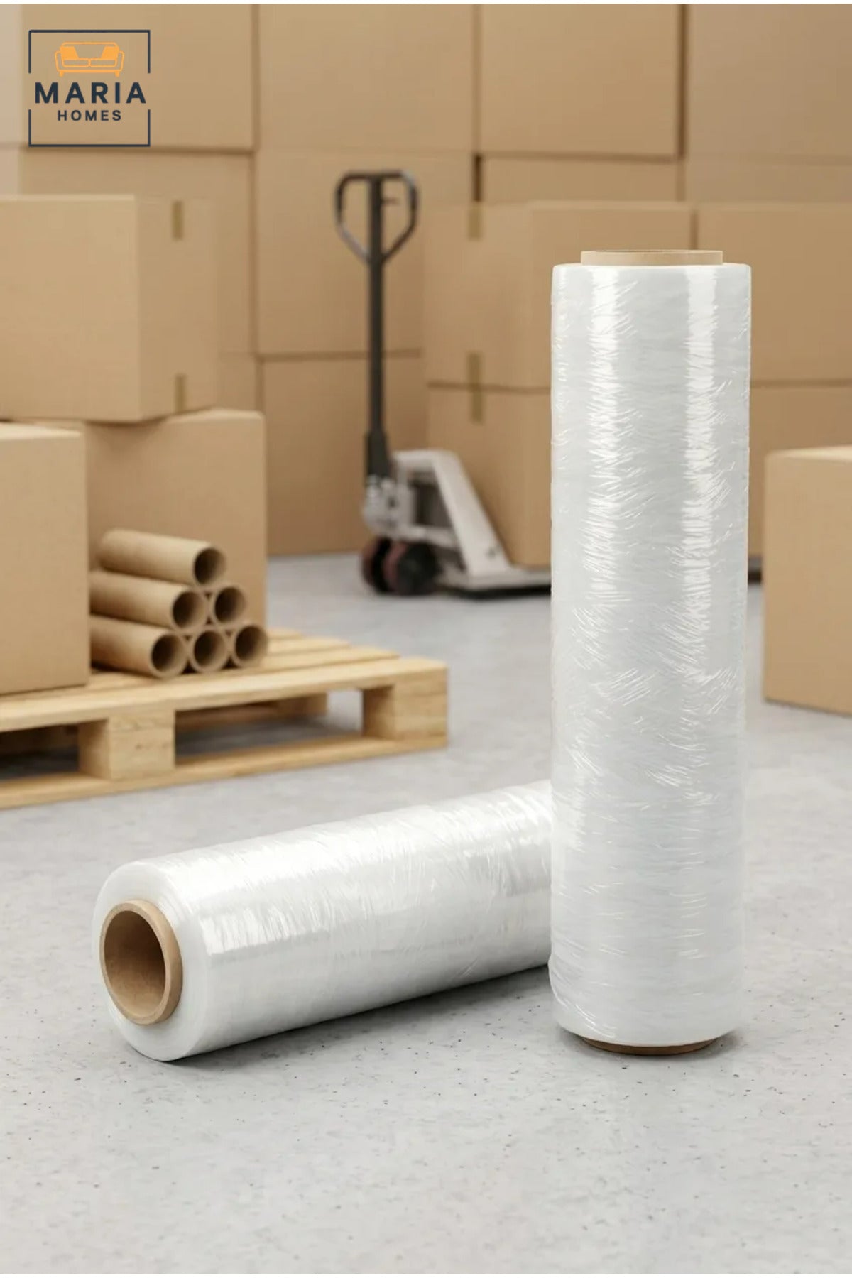 Clear Packing Wrap 50 cm Wide and 300 m Long, Flexible Stretch Wrap for Pallet Wrapping, Shipping, Warehouse Storage, Boxes, Parcels and Packaging
