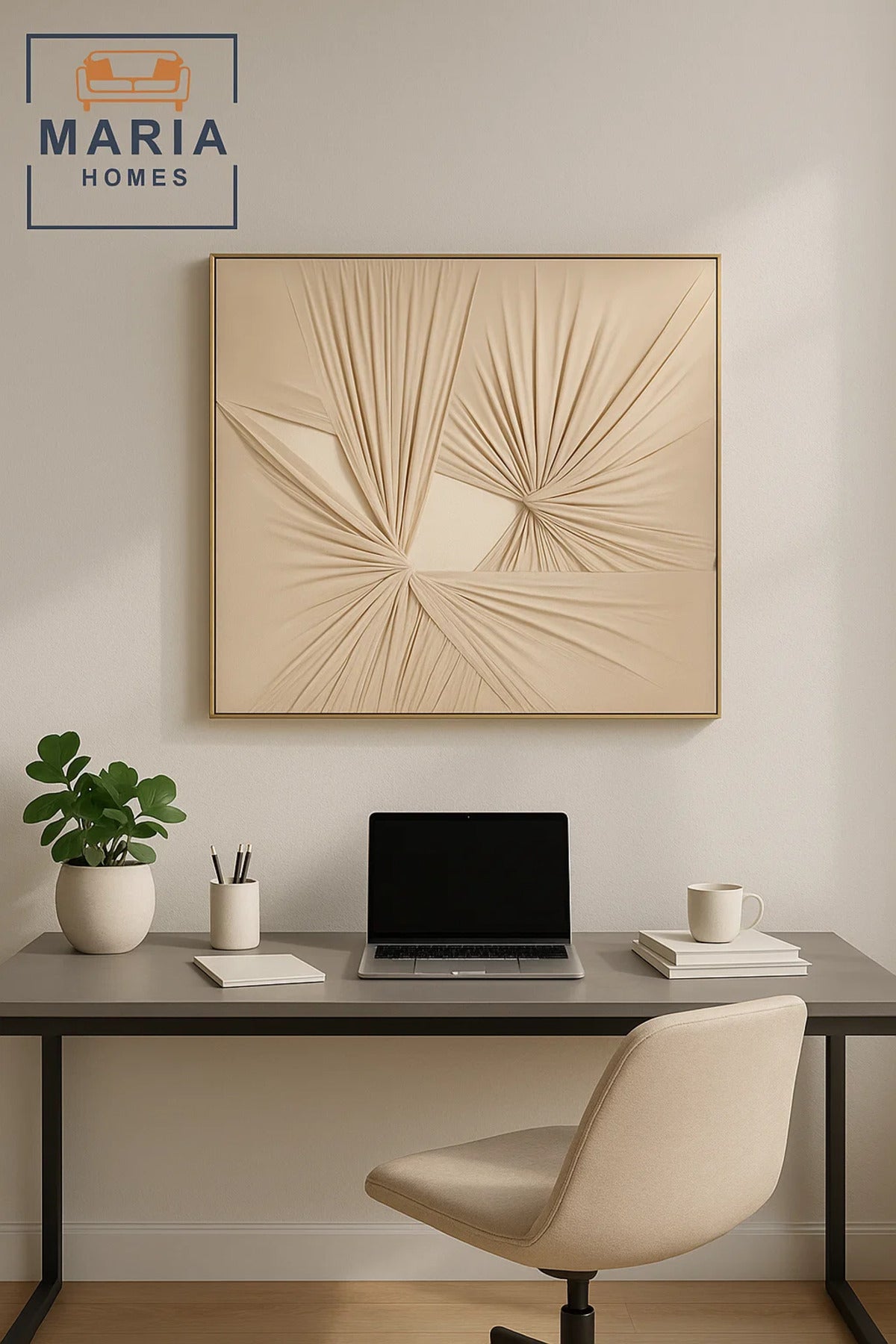 Beige Textured Abstract Wall Art – Modern Minimalist Canvas Decor for Living Room & Bedroom 100*100