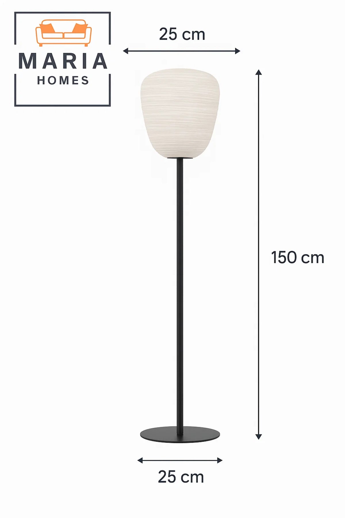 Slim Black Floor Lamp with Textured Oval Shade