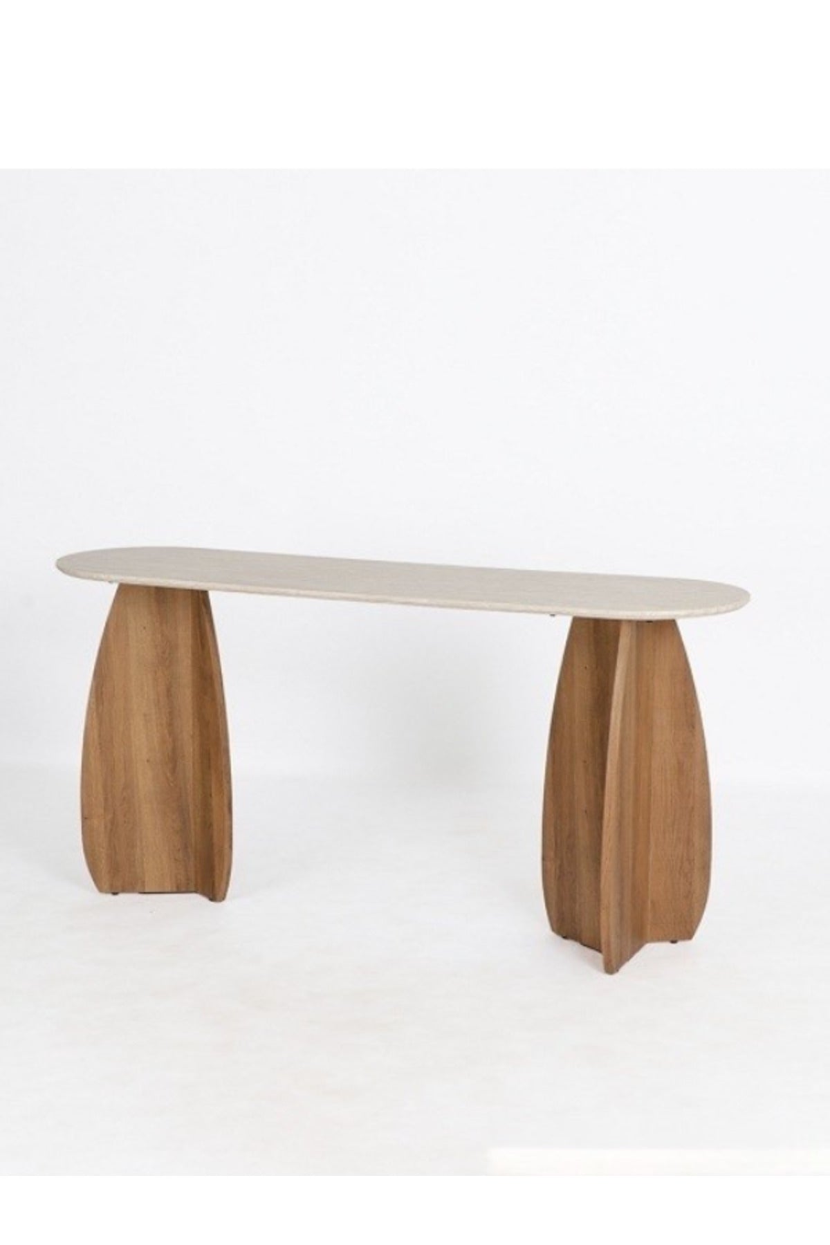 Modern Console Table 140_40_80 cm Ð Brown Wooden Base with Beige Top for Entryway & Living Room