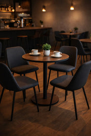 Modern Brown Coffee Table with Black Pedestal Base Ð Stylish and Minimalistic Design