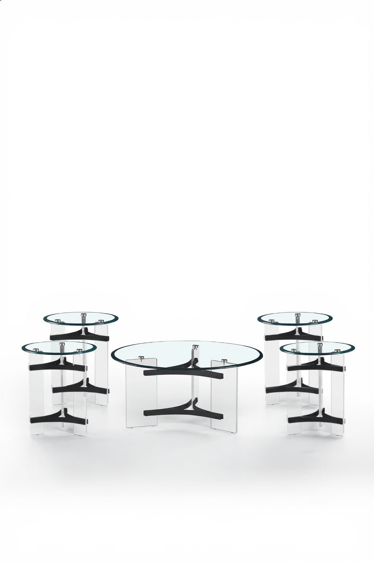 5-Piece Glass Coffee Table Set with Black Acrylic Base √ê Modern Design for Living Room