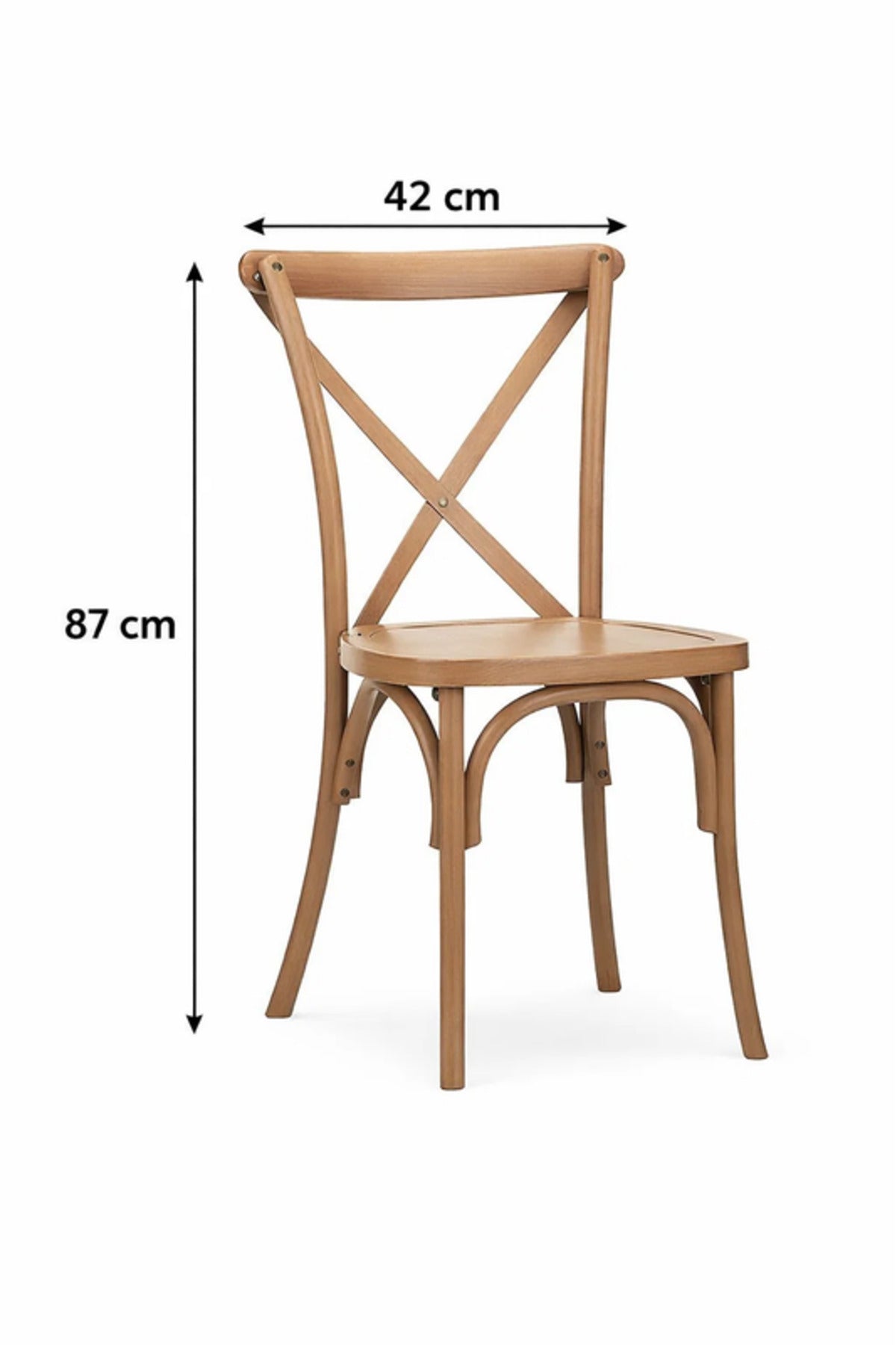 Light Brown Cross Back Wooden Dining Chair 42x43x87cm Caf≈Ω Restaurant light brown cross
