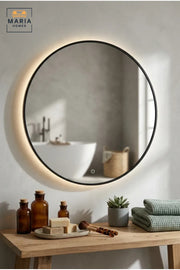 Round LED Wall Mirror with Backlit Touch Sensor – Modern Bathroom Vanity Mirror