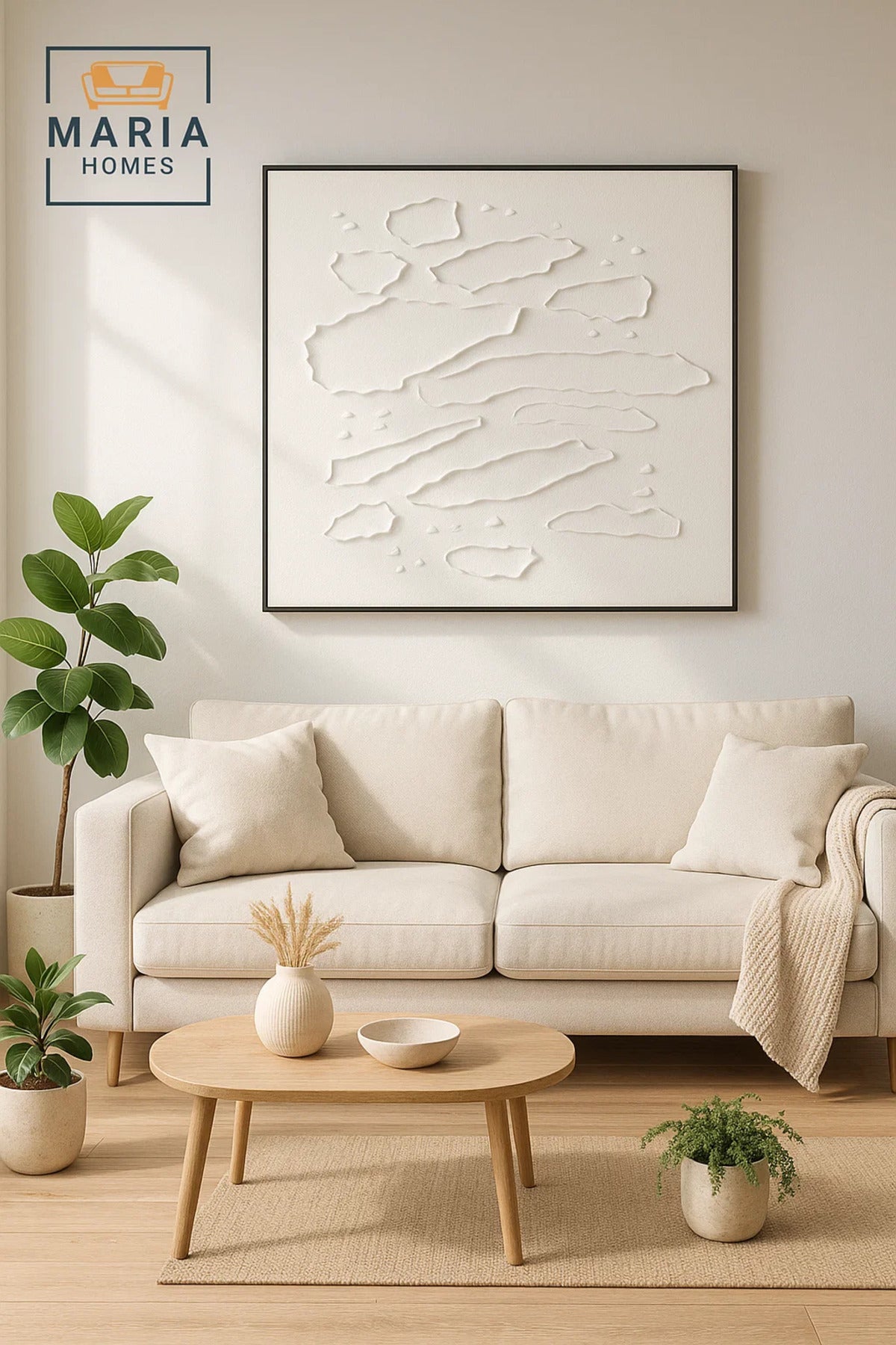 Textured White Wall Art Ð Abstract 3D Canvas Ð Modern Minimal Decor 100_100
