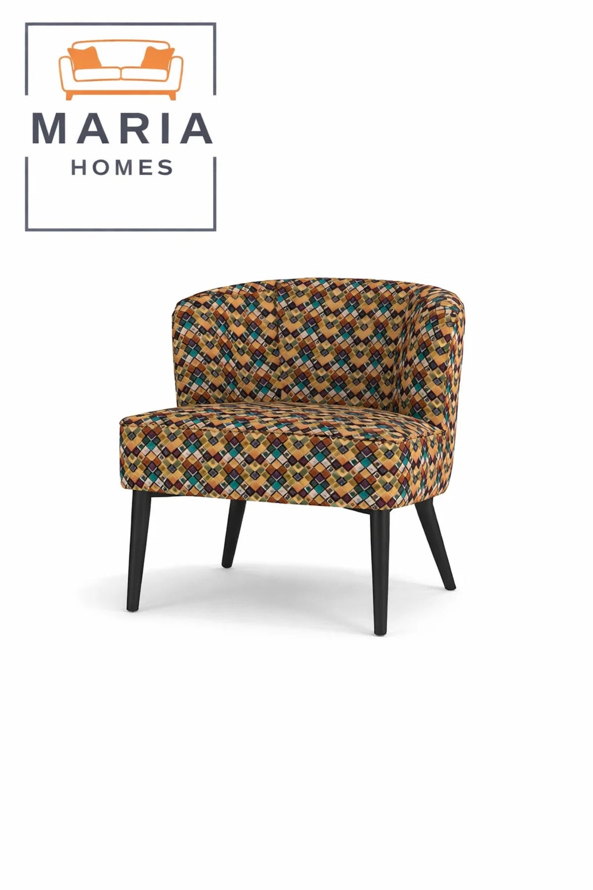 Yellow Patterned Accent Chair with Black Legs Ð Modern Lounge Chair