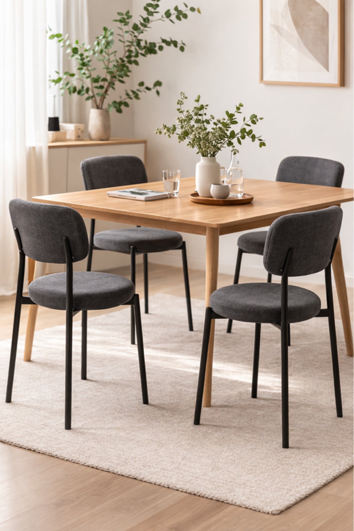 Grey Fabric Dining Chair 80x46x49cm Modern grey fabric dining Kitchen