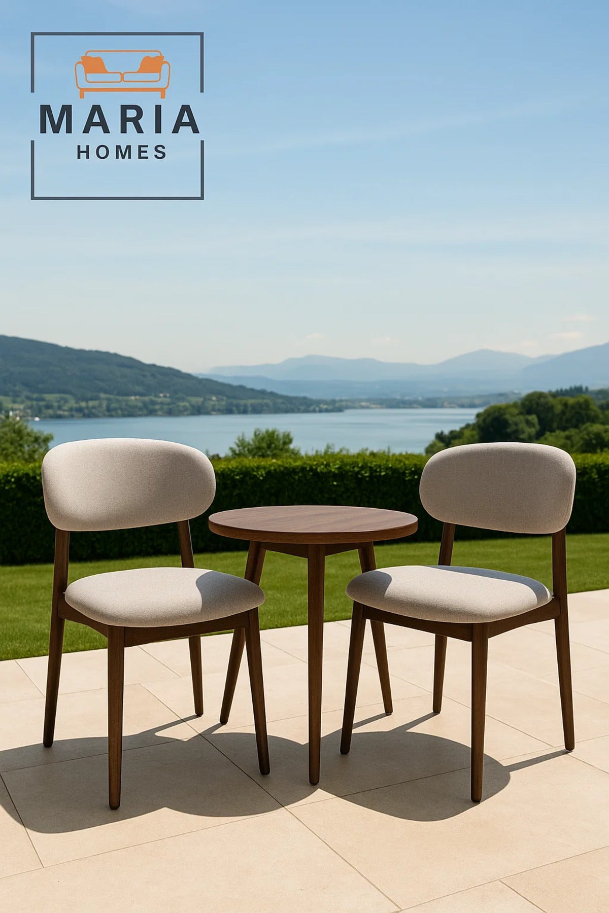 Beige Dining Chair Ð Modern Fabric Upholstered Seat with Wooden Legs