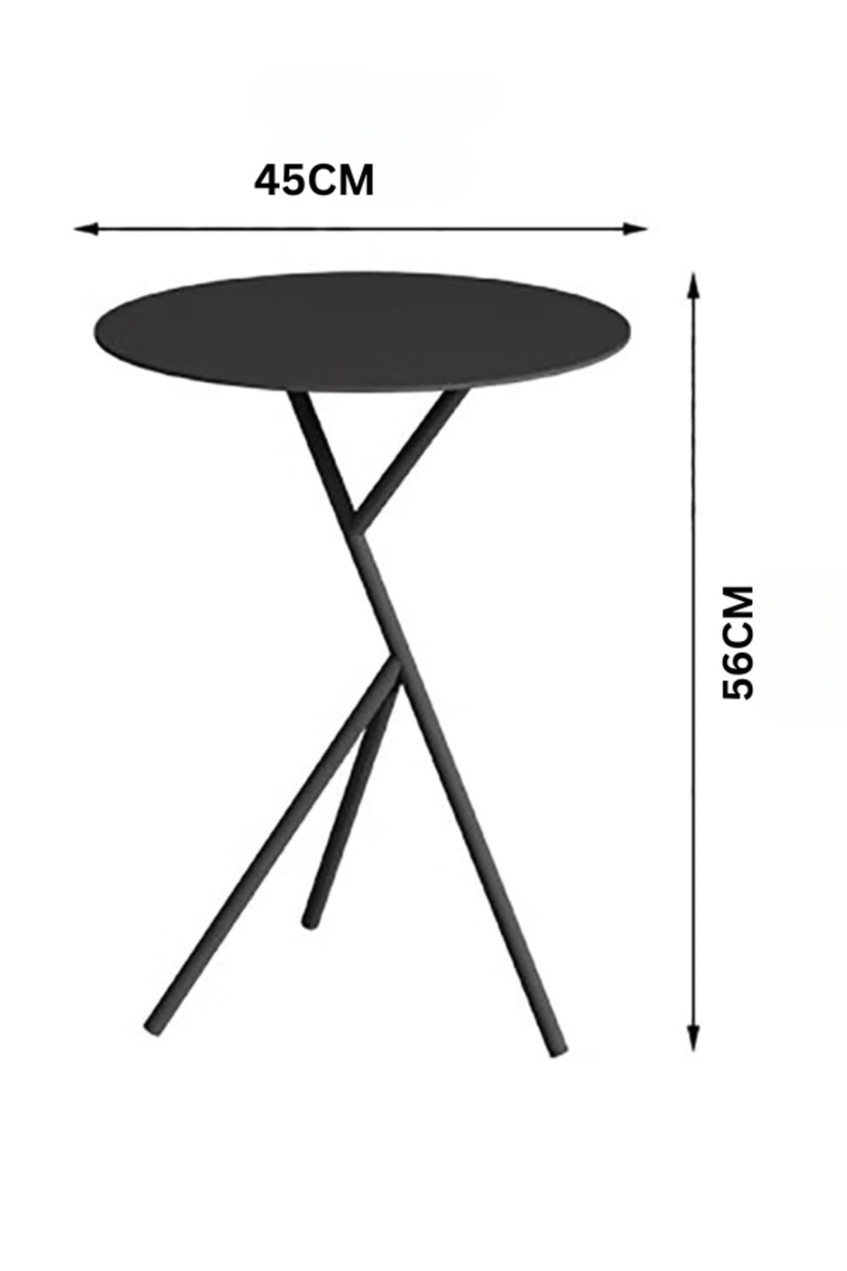 Modern Metal Side Table Black | Elegant & Sturdy Accent Table 45x45x56cm