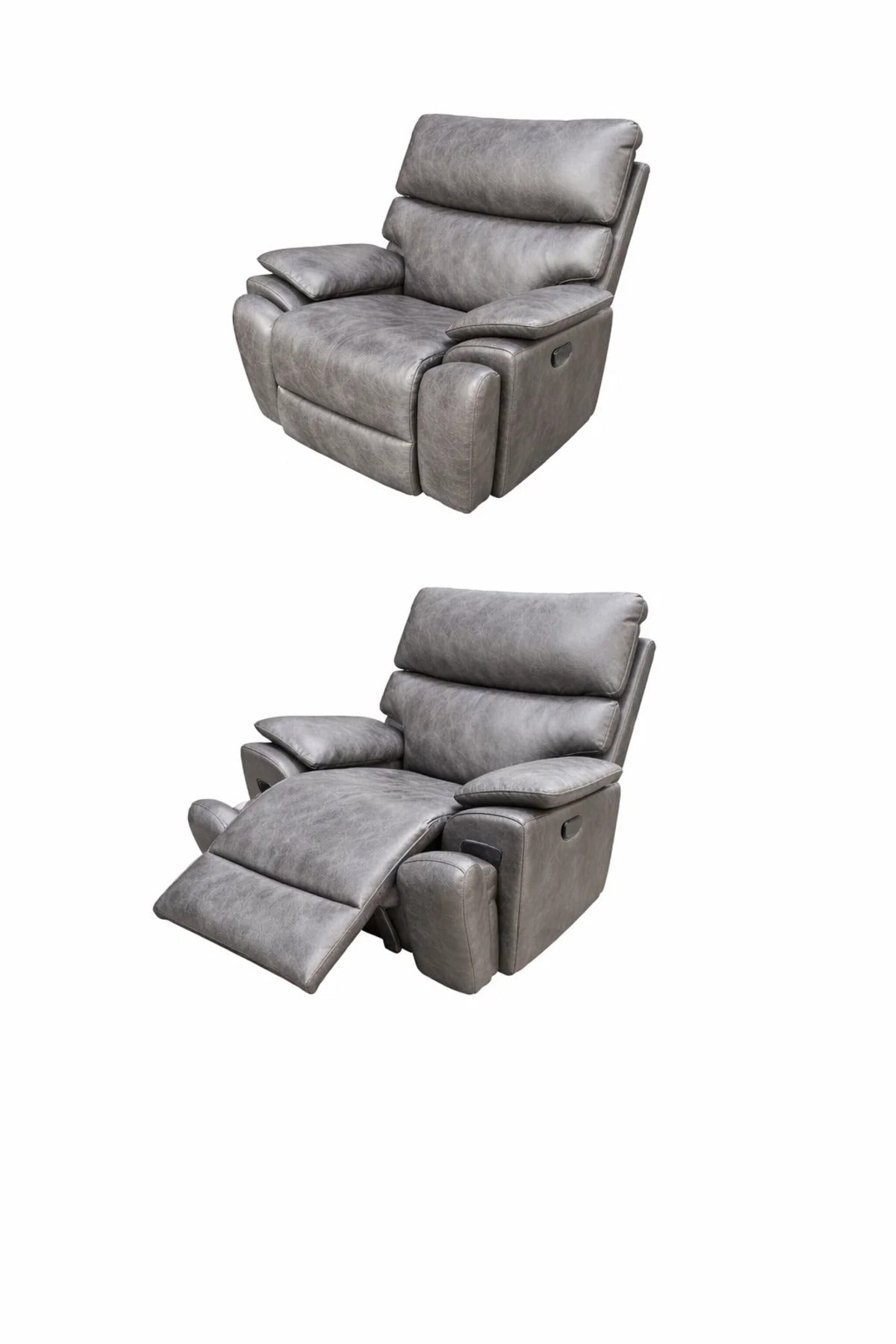Luxury Dark Grey Single Recliner Sofa Chair with Cup Holder and Manual Mechanism for Living Room Use