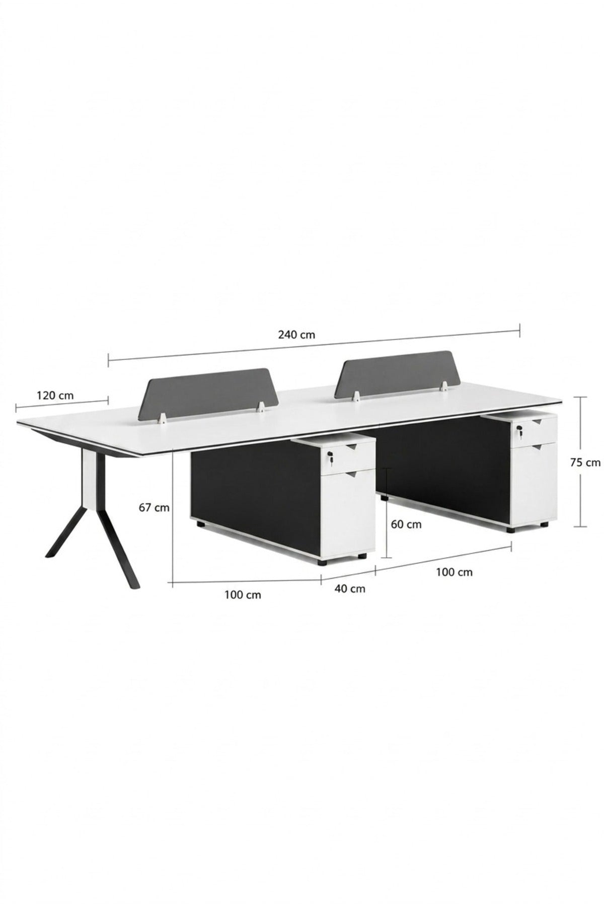 2-Person Office Workstation Desk with Storage Pedestals & Privacy Screens √ê Modern Shared Office Desk