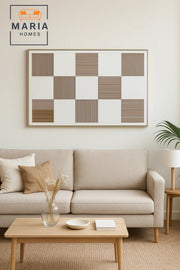 Checkered Textured Wall Art Ð Modern Neutral Pattern Decor for Living Room & Office-120*80CM
