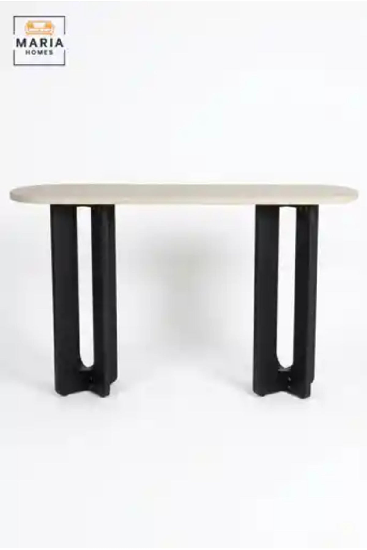 Modern Marble Top Console Table with Wooden Base for Entryway, Hallway & Living Room
