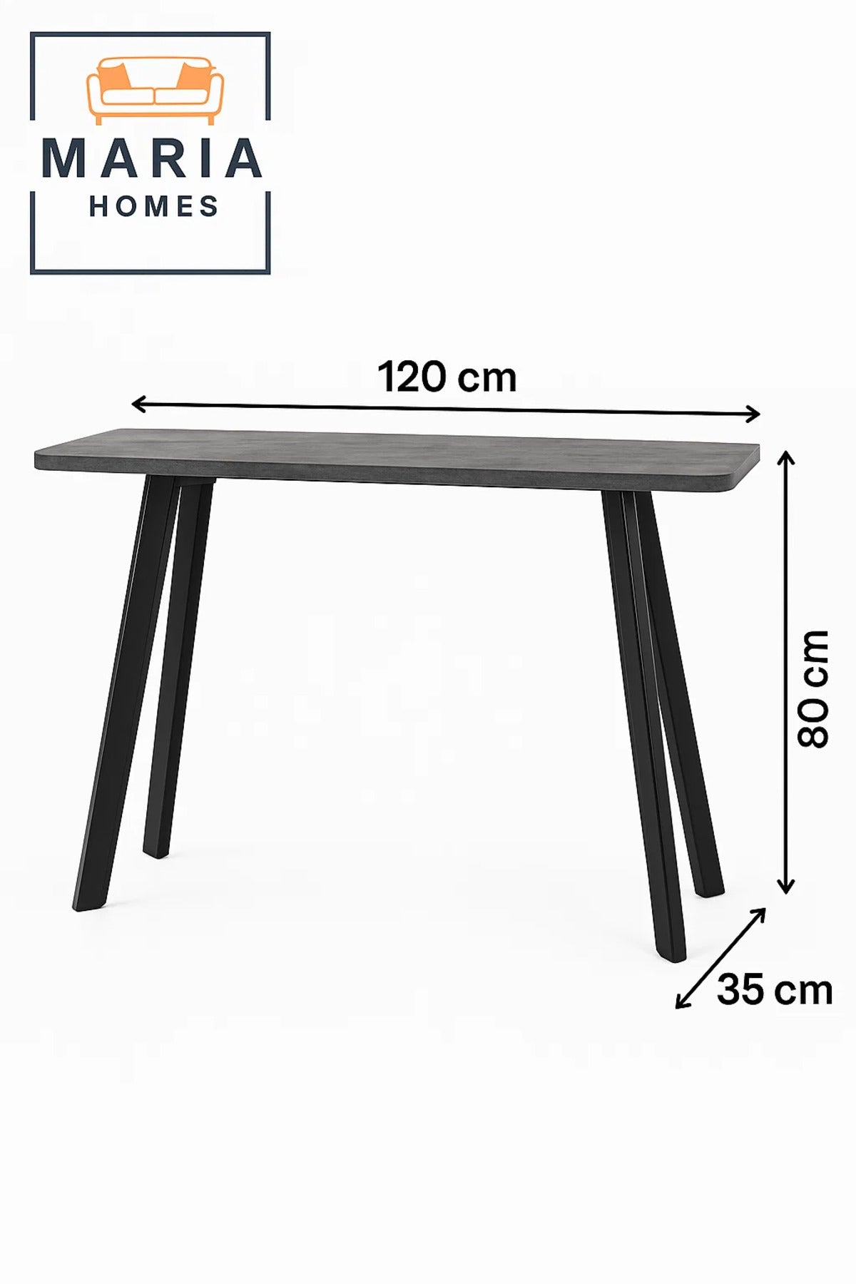 Industrial Grey Console Table with Angled Legs 120x80x35cm Ð Modern Entryway Hallway Table