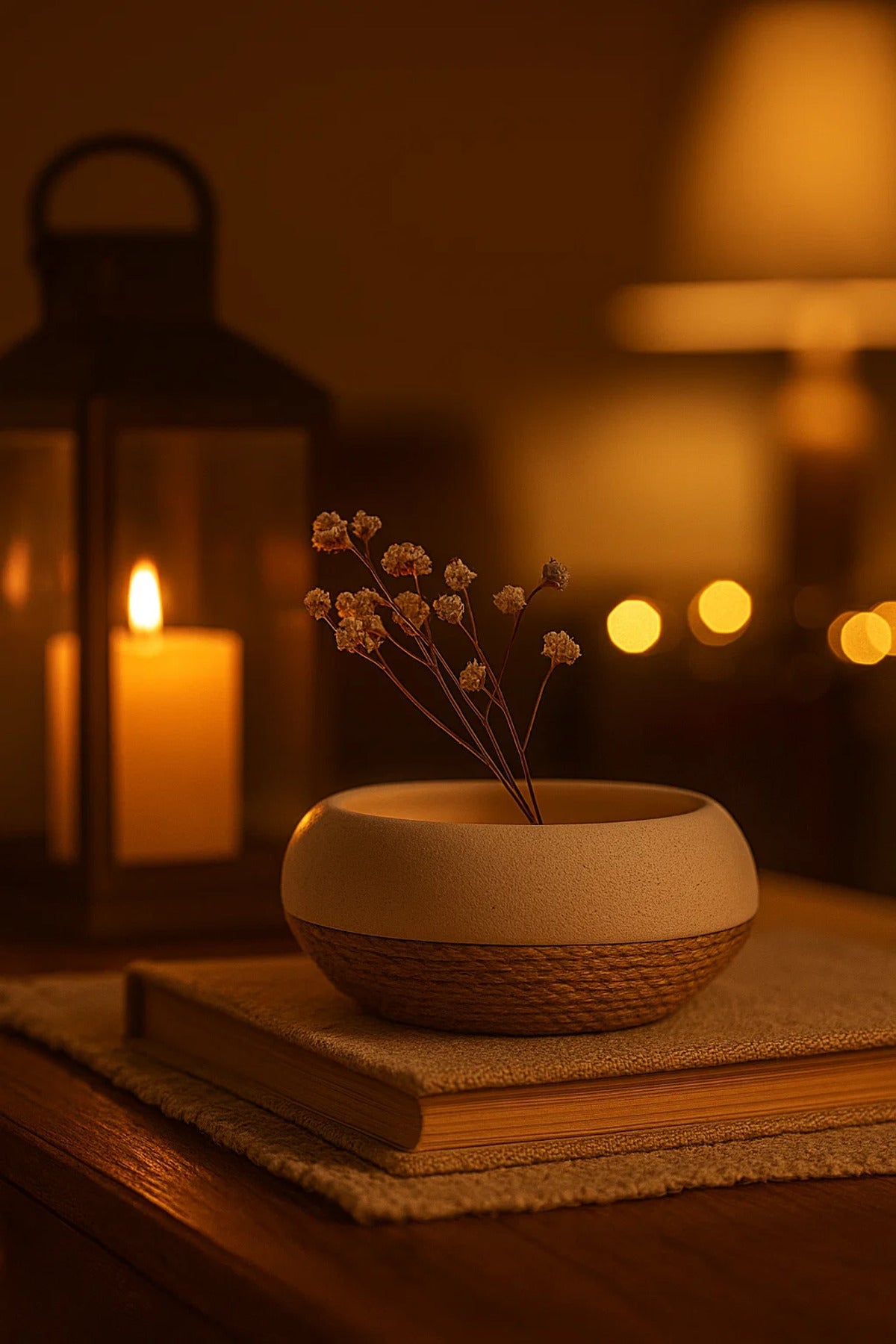 White Ceramic Rope Design Bowl Planter Ð Modern Decorative Pot for Home and Office DŽcor