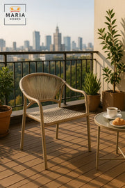 Beige Armchair Modern Outdoor Indoor Chair Durable Plastic Frame Stylish Dining Furniture
