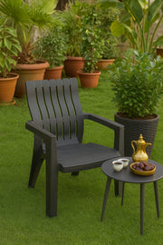 Black Plastic Arm Chair Ð Durable Outdoor & Indoor Stackable Garden Patio Chair