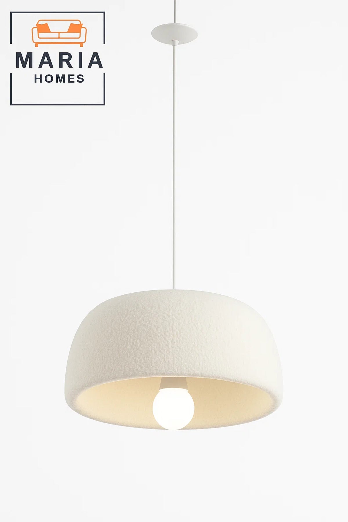 Oversized Textured White Dome Pendant Light