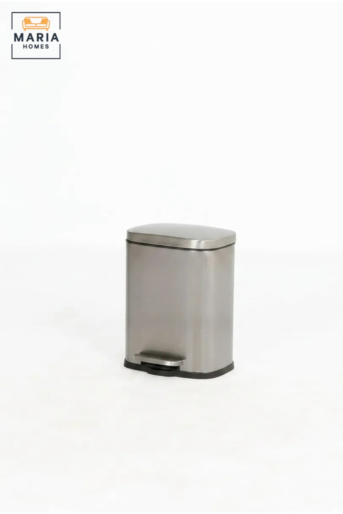Compact Stainless Steel Rectangular Pedal Trash Bin with Lid, Small Hands-Free Waste Container for Bathroom, Bedroom, Office, Vanity and Hotel