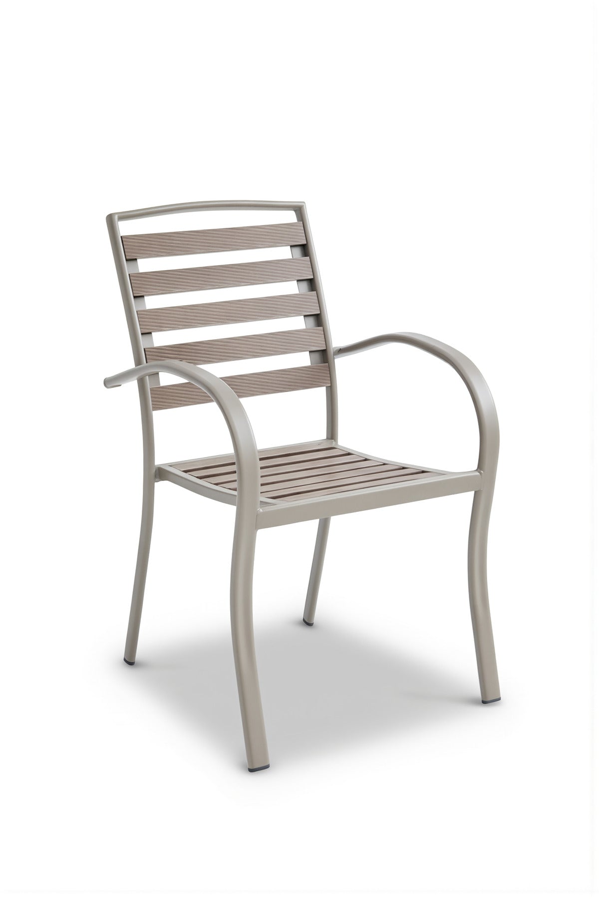 Coffee Outdoor Dining Chair Metal Frame Garden Patio Balcony Durable Modern Armchair D03