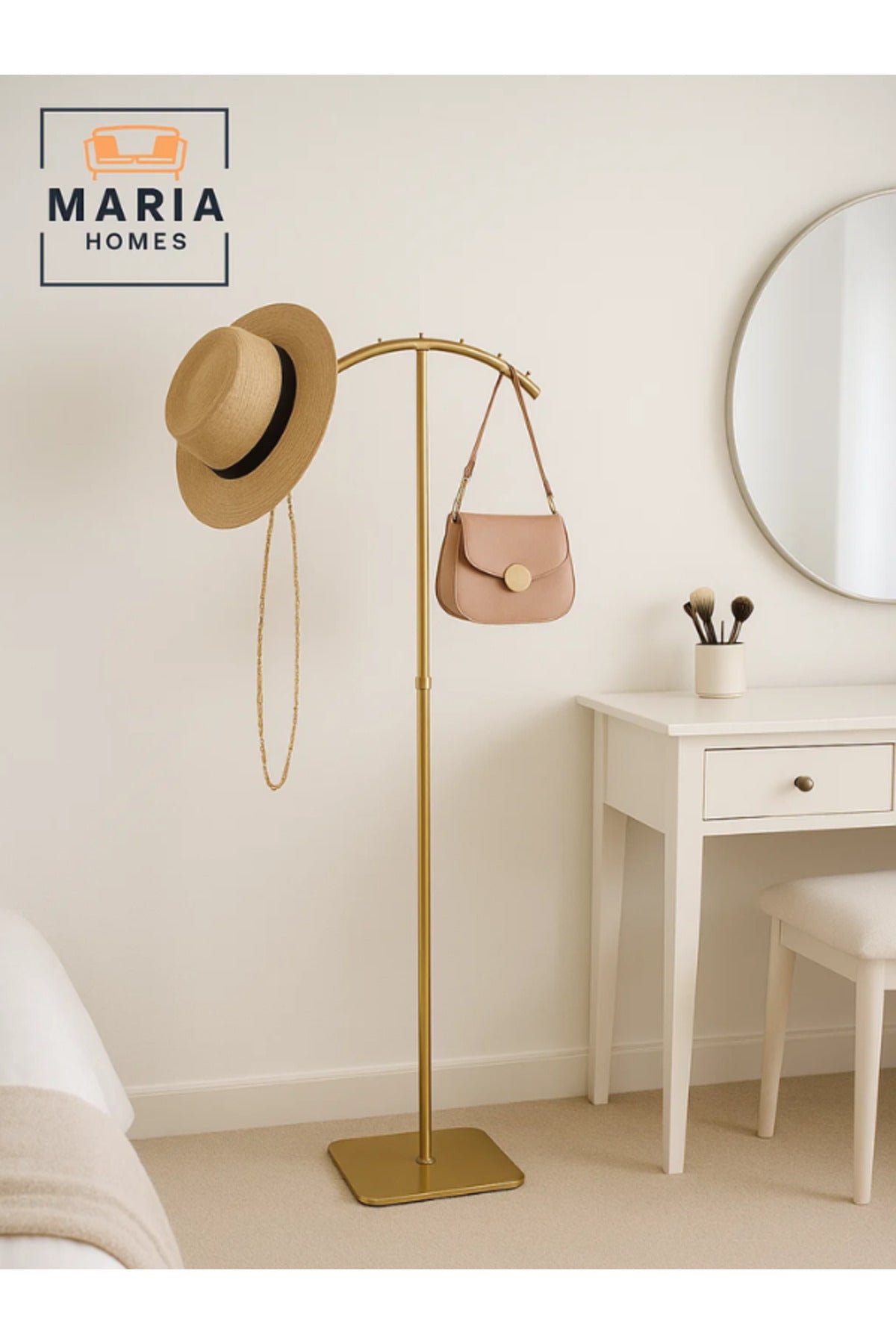 Gold Display Stand 180 cm Ð Modern Metal Garment & Accessory Rack for Clothes and Boutiques