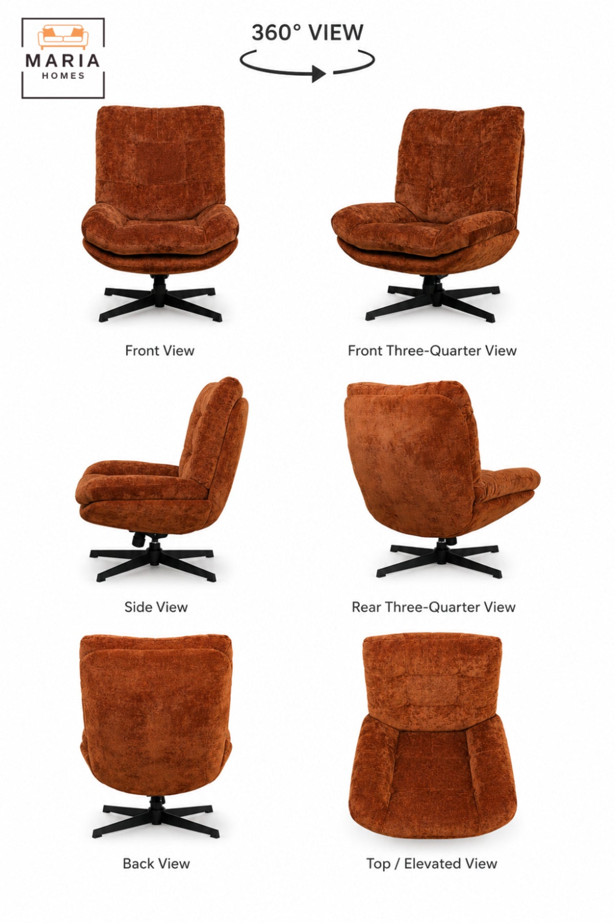 Modern Swivel Lounge Chair with Tufted High Back & Deep Cushioned Seat | Contemporary Accent Chair for Living Room, Bedroom, Office & Reading Area