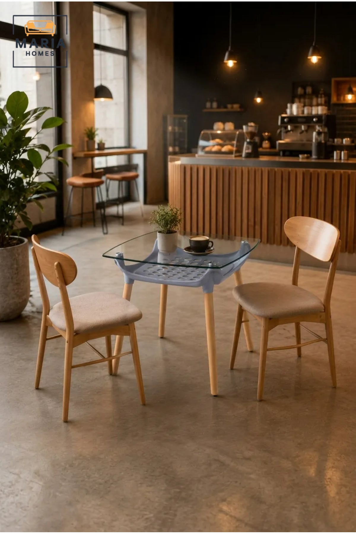 Modern Glass Top Dining Table with Wooden Legs √ê Contemporary Square Dining Table for Home and Kitchen