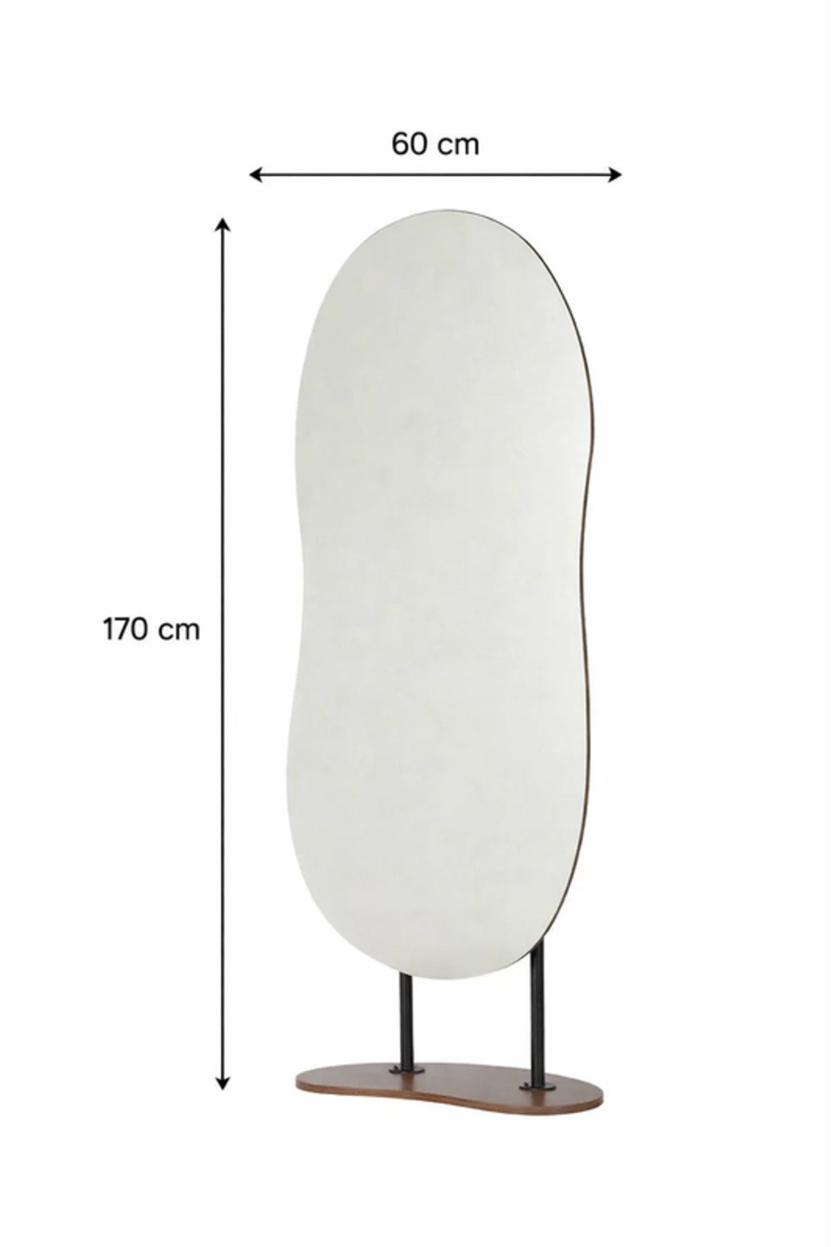 Modern Irregular Shape Standing Floor Mirror with Wooden Base Decorative Mirror