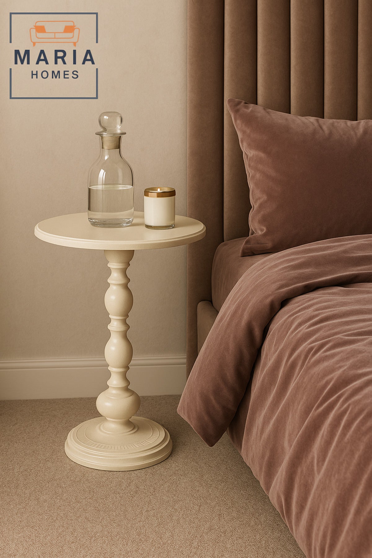 Classic Round Pedestal Accent Table in White Ð Elegant Side Table for Living Room or Entryway
