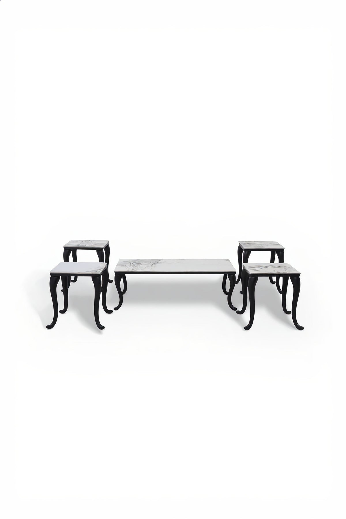 Ceramic Marble Tea Table Set 1+4 √ê Square Coffee Table and Side Tables 120_60_50 / 45_45_55