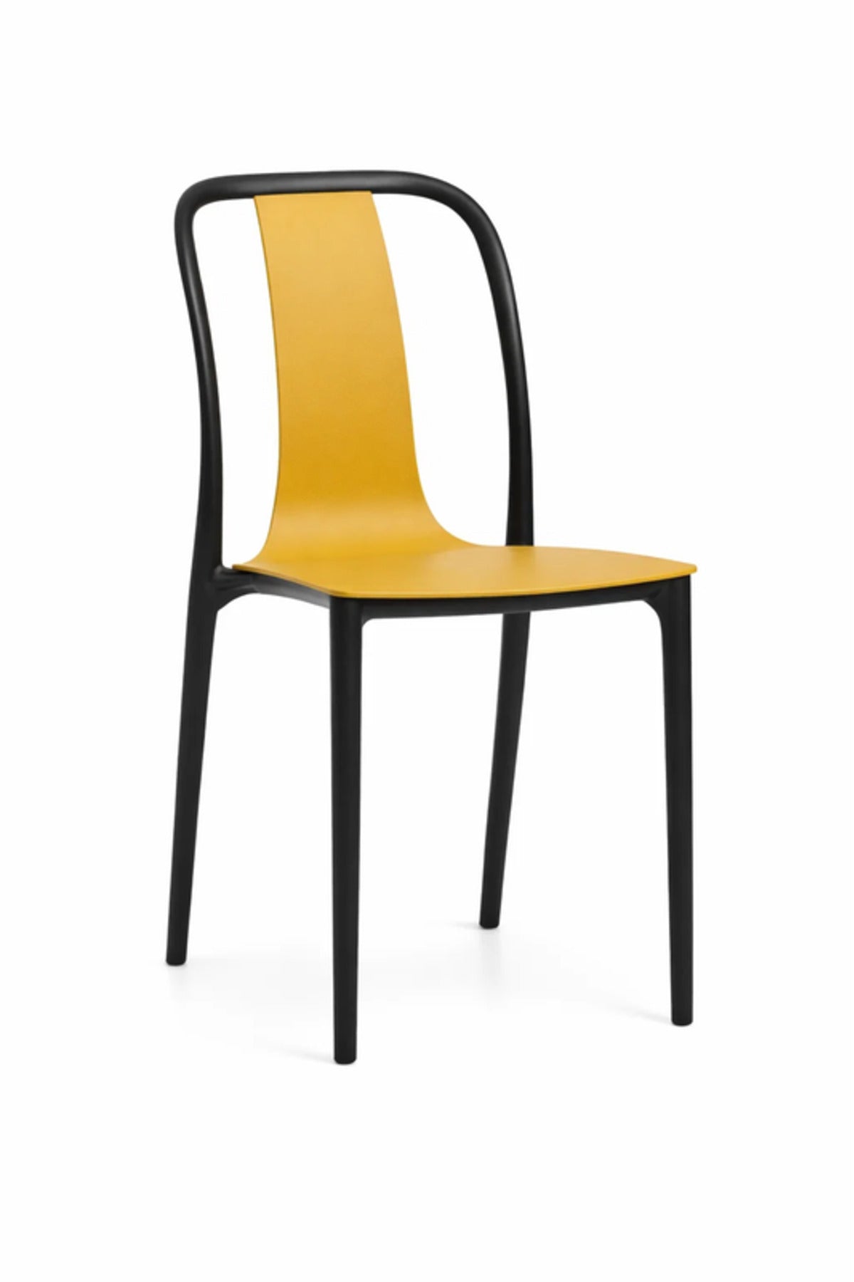 Stylish Yellow Plastic Chair with Black Frame, 88x41x47 CM