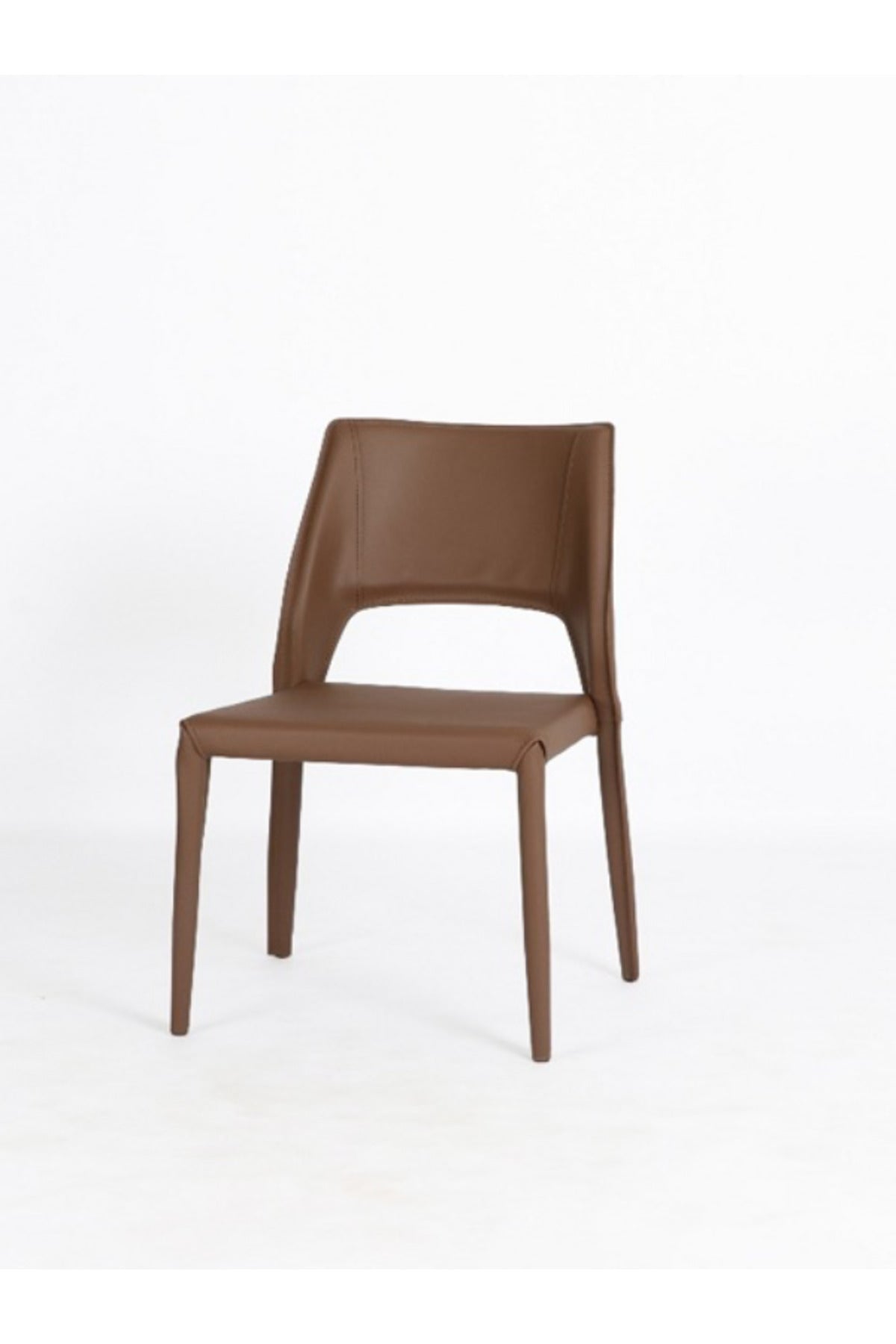 Dark Coffee PU Leather Dining Chair Modern Minimalist Chair with Full Leather Finish for Dining Room