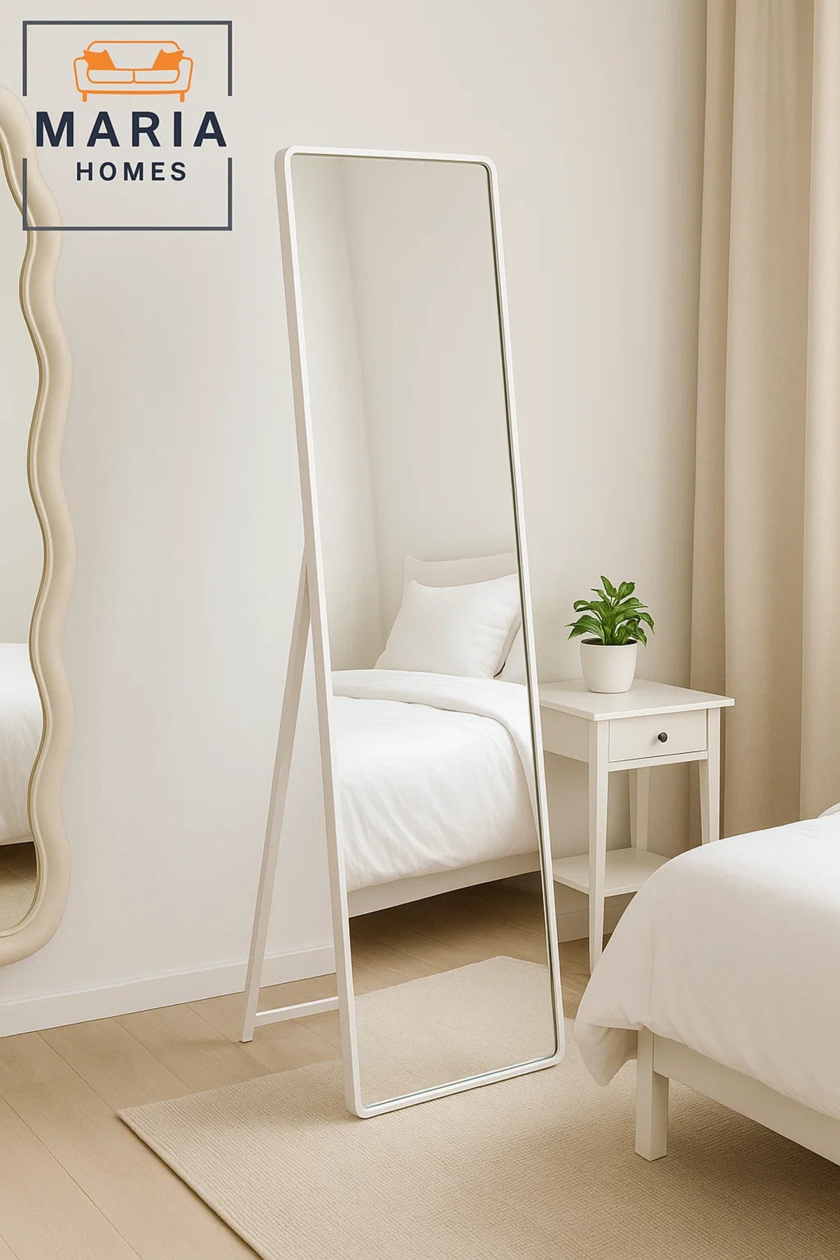 Slim Full-Length White Standing Mirror Ð Modern Frame Dressing Mirror for Bedroom or Hallway