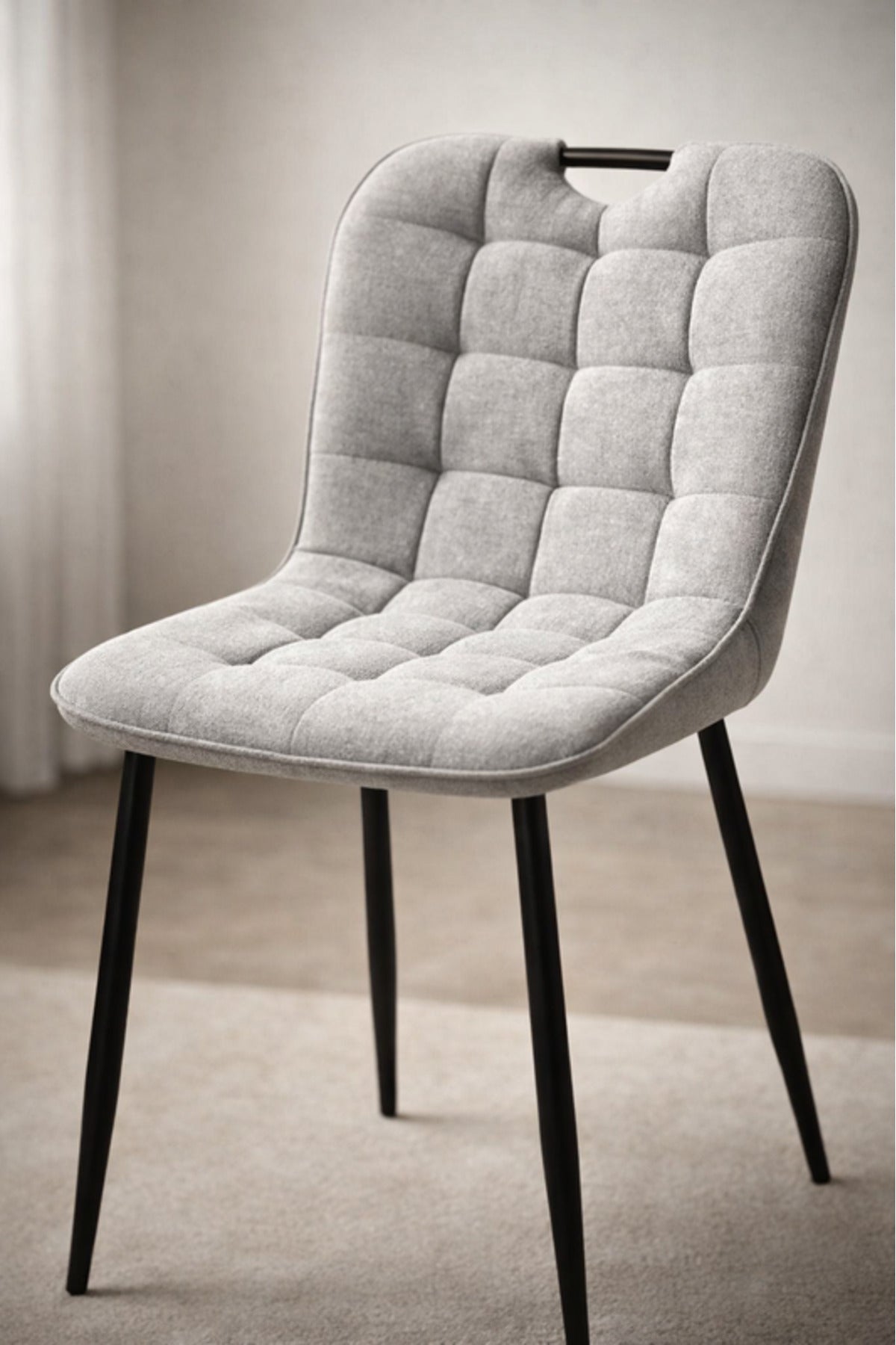 Light Grey Fabric Dining Chair 84x43x49cm Modern light grey fabric Kitchen