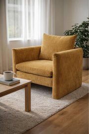 Yellow Fabric Armchair 84x87x87cm Modern Living Room Lounge Chair yellow fabric