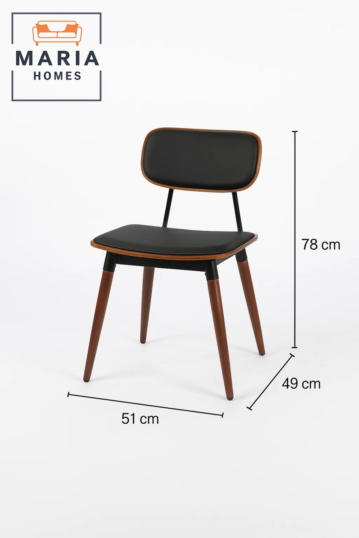 Mid-Century Modern Black Cushioned Chair with Wooden Frame Ð Elegant Dining or Office Accent Chair