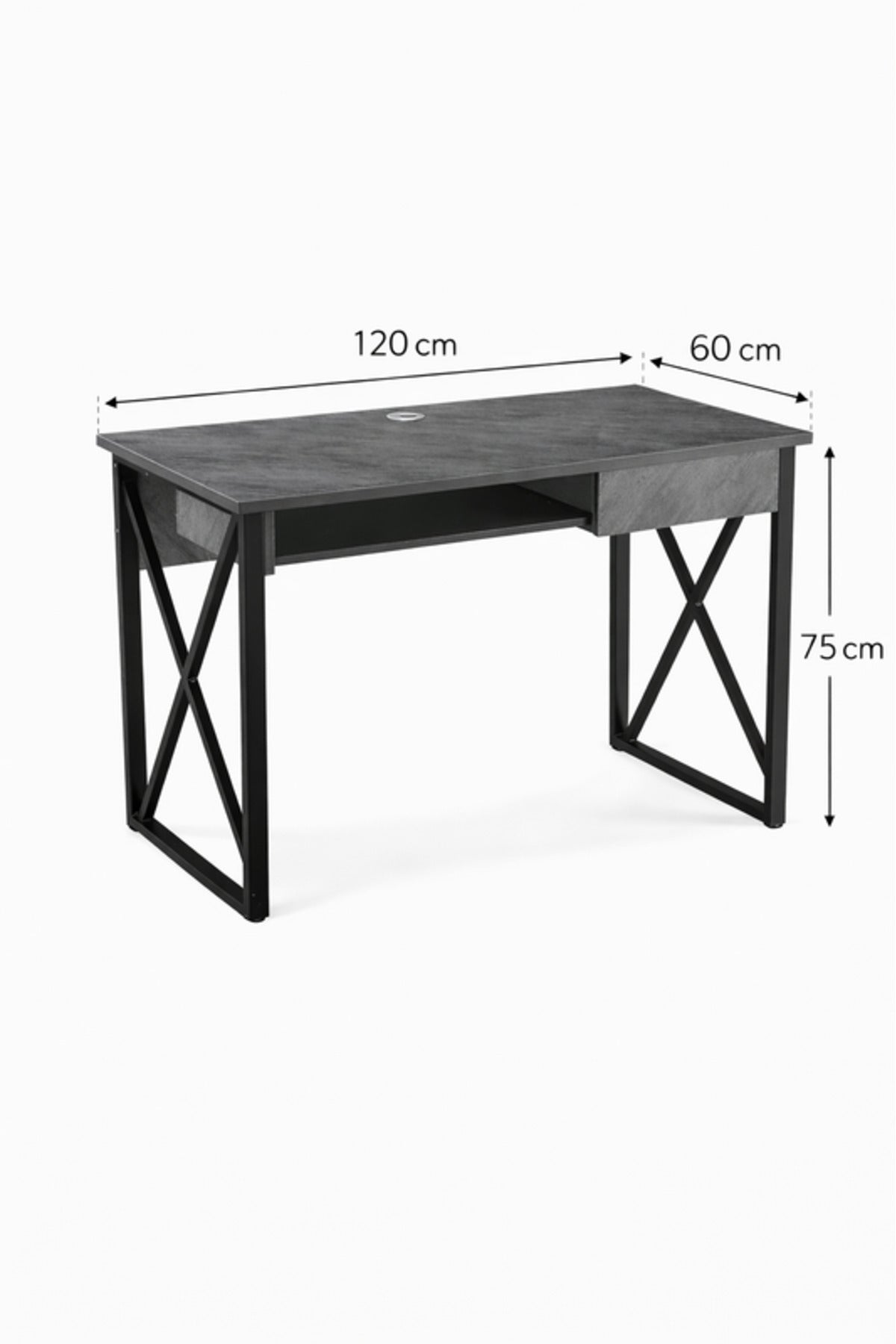 Modern Grey Office Desk with Metal Frame modern grey office